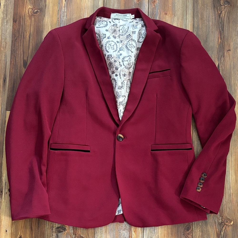 David Ann Women's Vintage Burgundy Blazer Medium